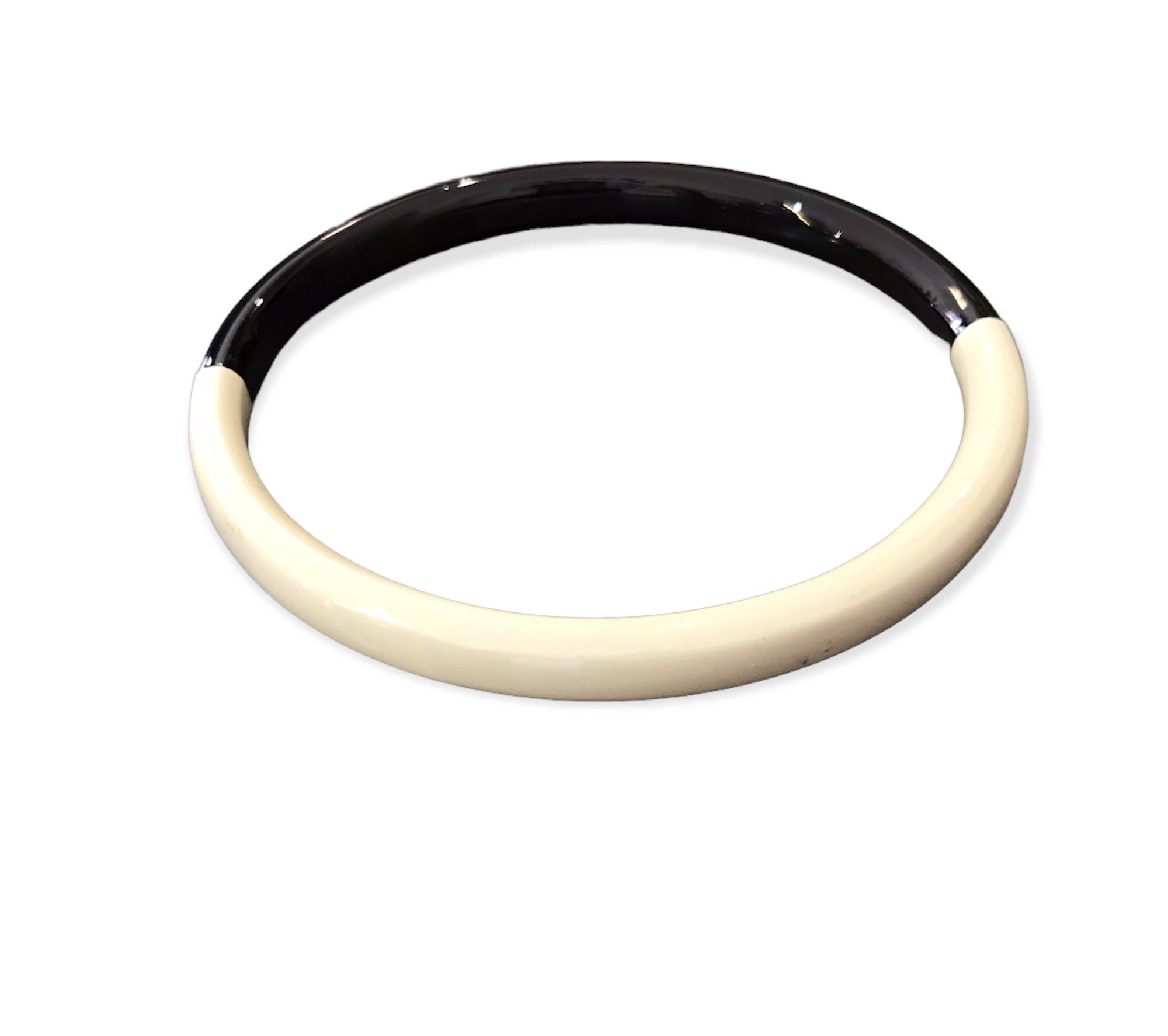 Jonc corne de buffle noir et blanc bicolore laque – Image 3