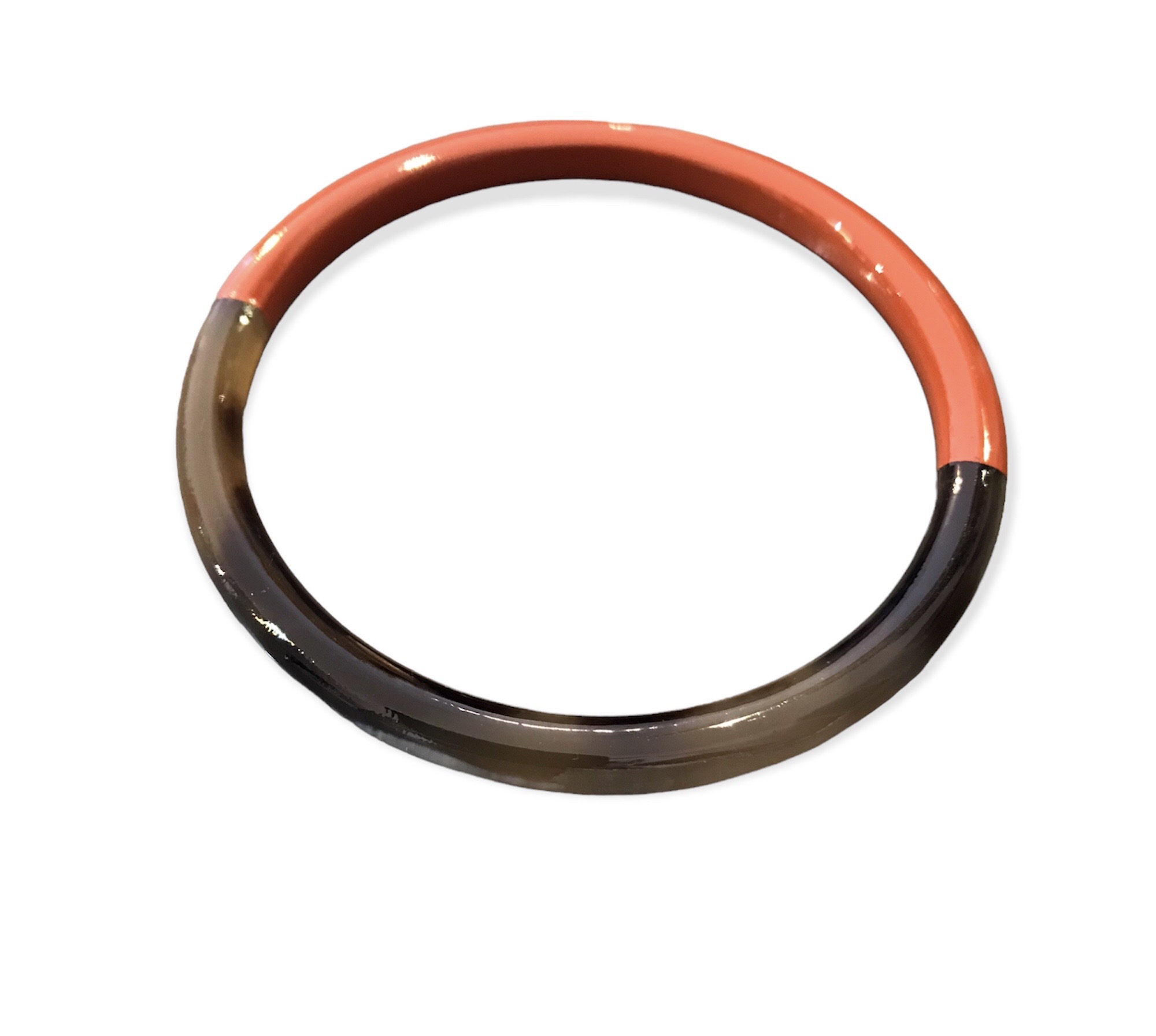 Jonc corne de buffle terracotta bicolore laque