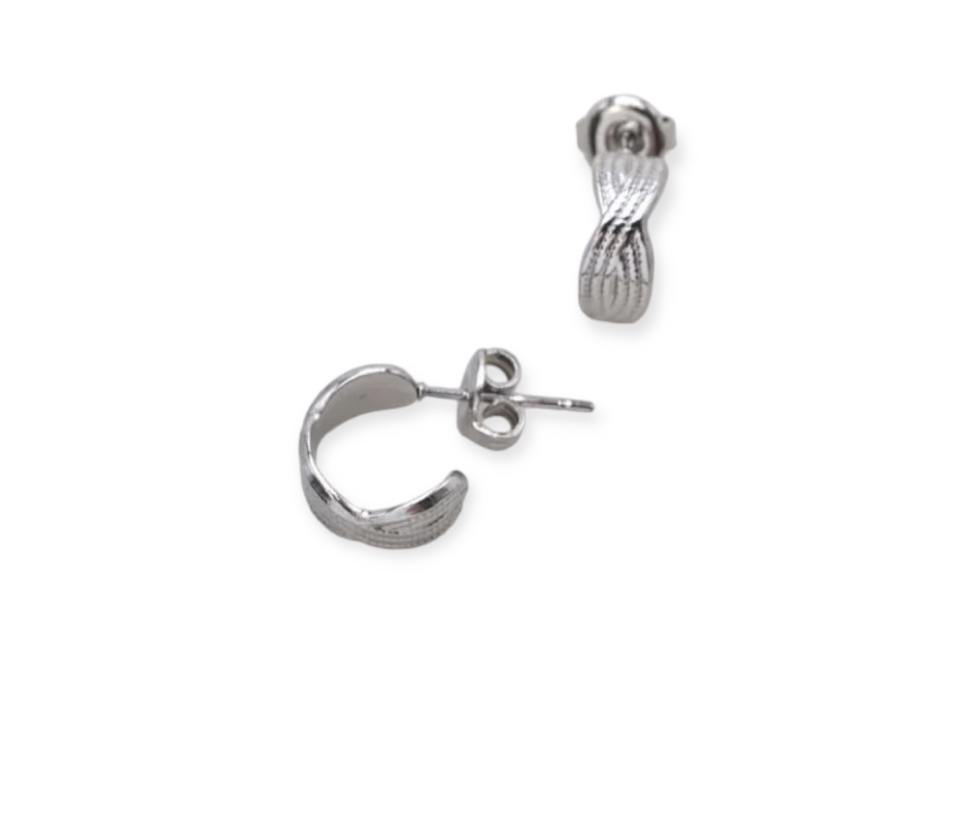 Mini créoles effet croisé argent – Image 2