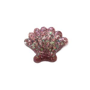 Broche coquillage rose pailletée