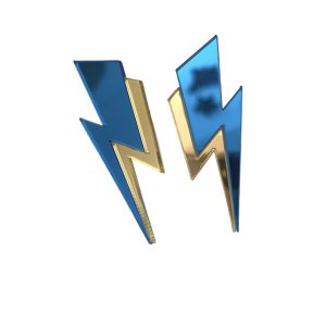 Boucles éclairs or et bleues