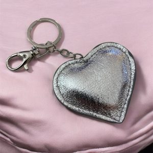 Porte-clé cœur argenté