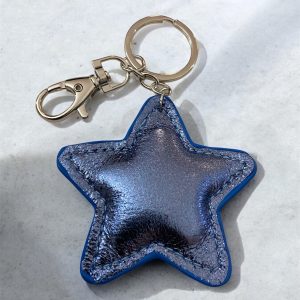 Porte-clés étoile bleue en cuir
