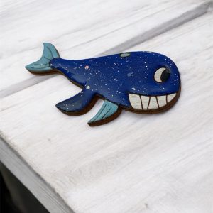 Broche baleine bleue bicolore
