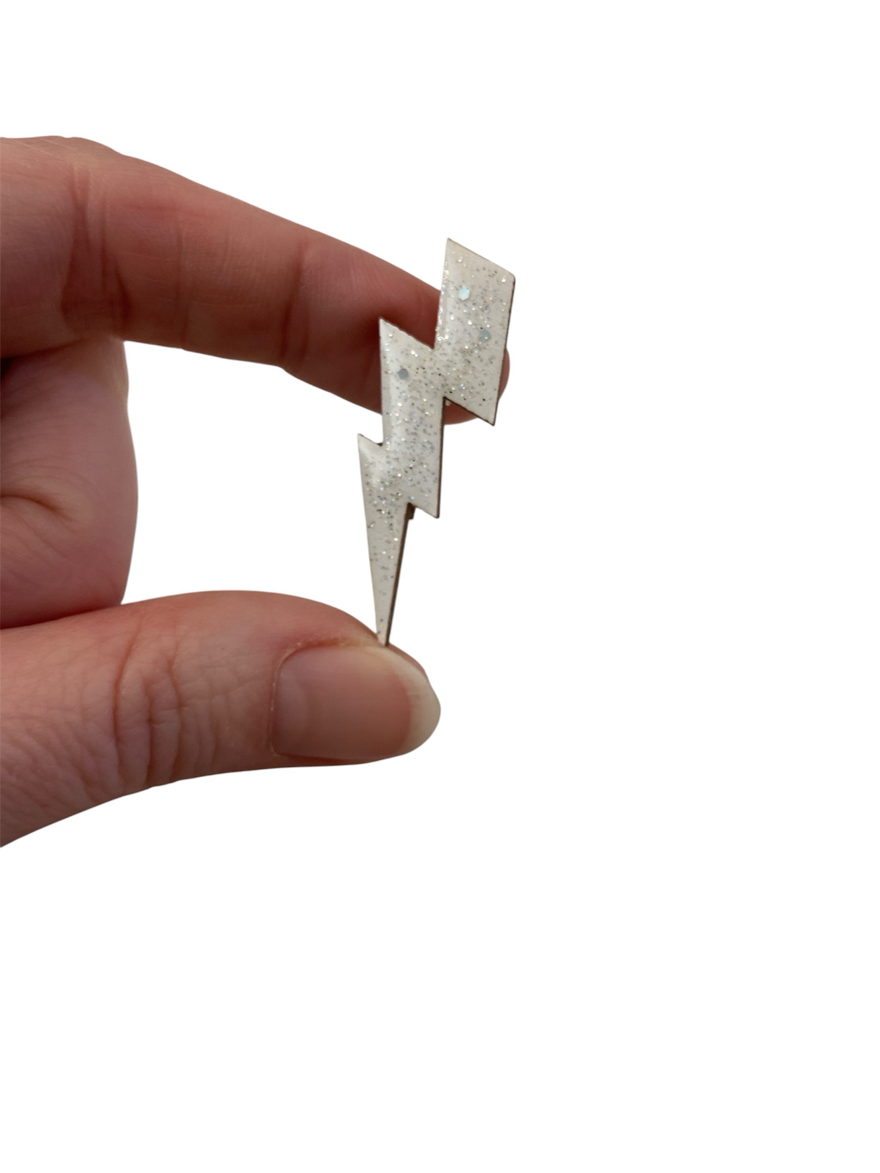 Broche éclair blanche pailletée – Image 3