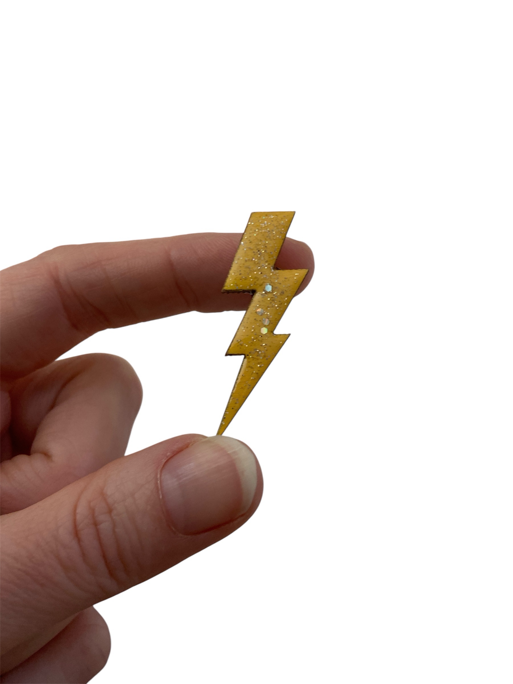 Broche éclair jaune pailletée – Image 3