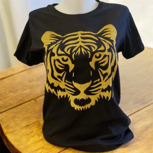 T-shirt noir tête de tigre