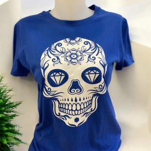T-shirt sugar skull bleu roi