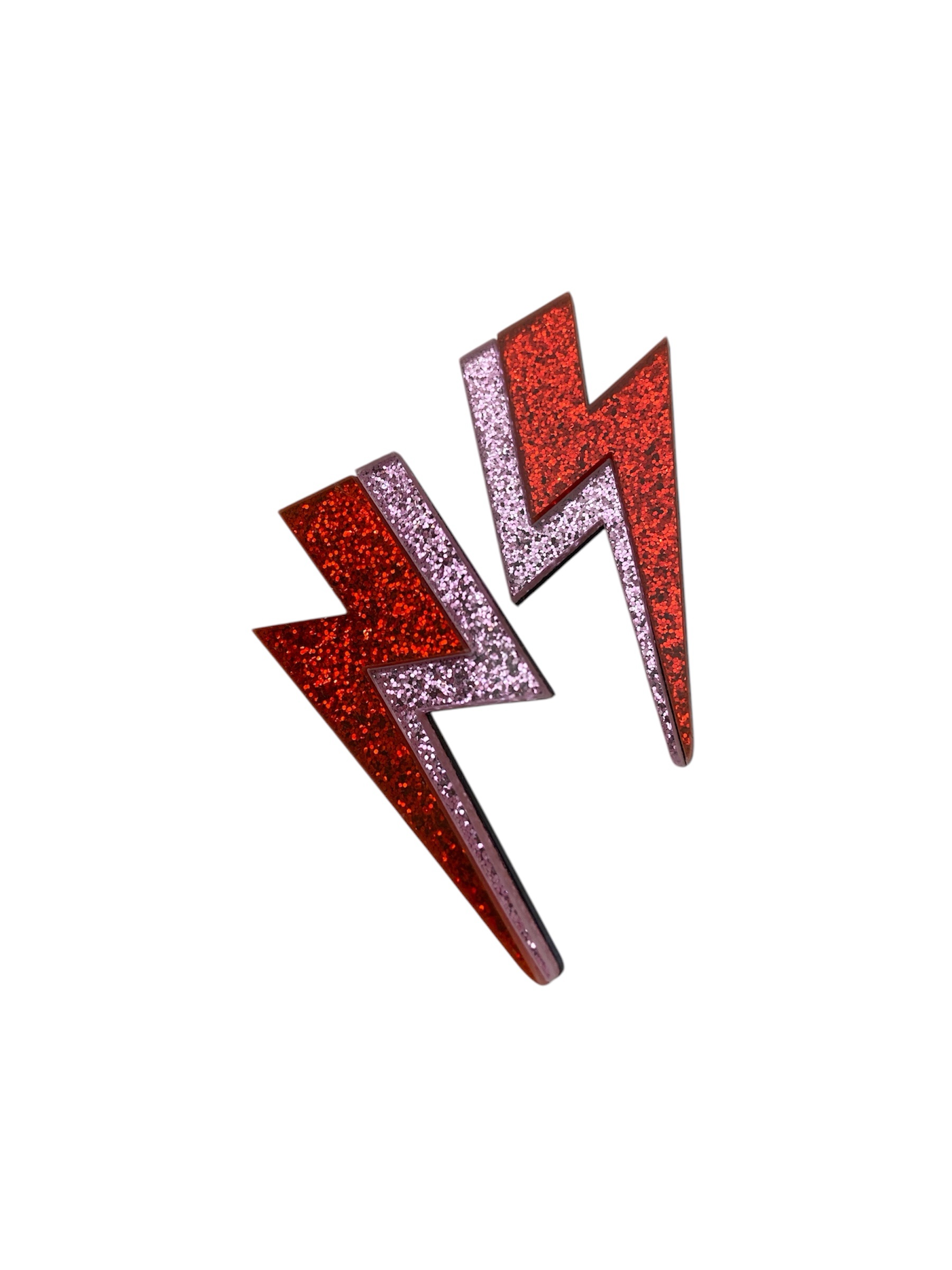 Boucles d’oreilles éclairs rouge et rose – Image 5