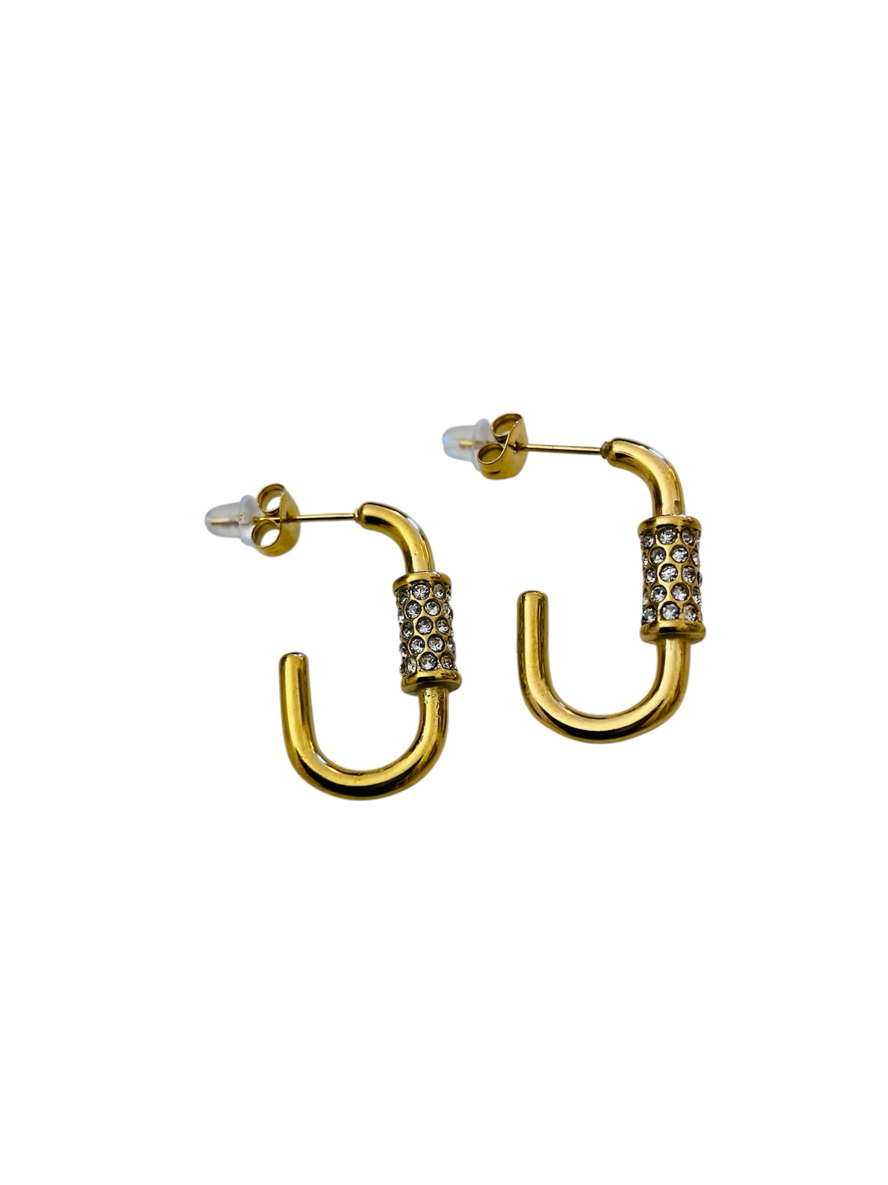 Boucles rectangulaires acier et strass – Image 2