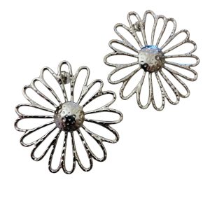 Boucles d’oreilles marguerite argent
