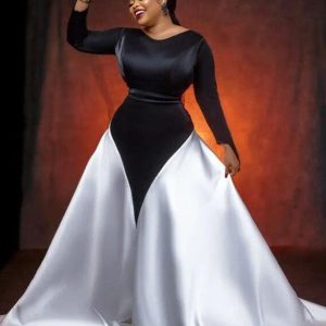Robe de Soirée Sirène Noir et Blanc Grande Taille