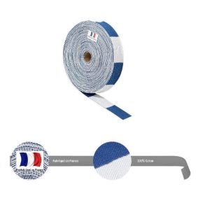 Rouleau de ceinture Yoseikan Budo Noris - Blanc/Bleu - 50 mètres