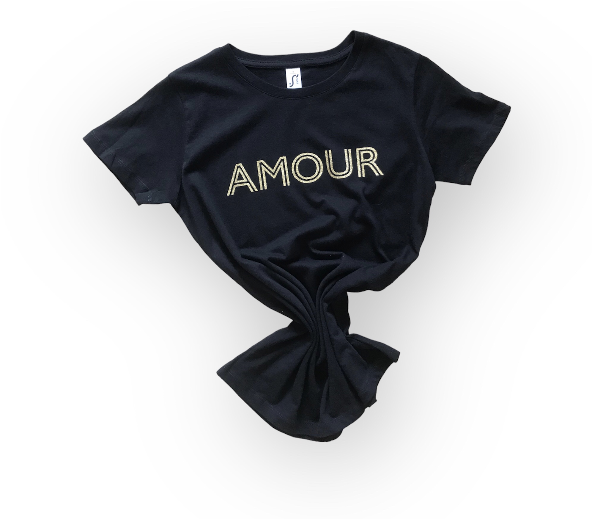 T-shirt Amour noir et doré personnalisable