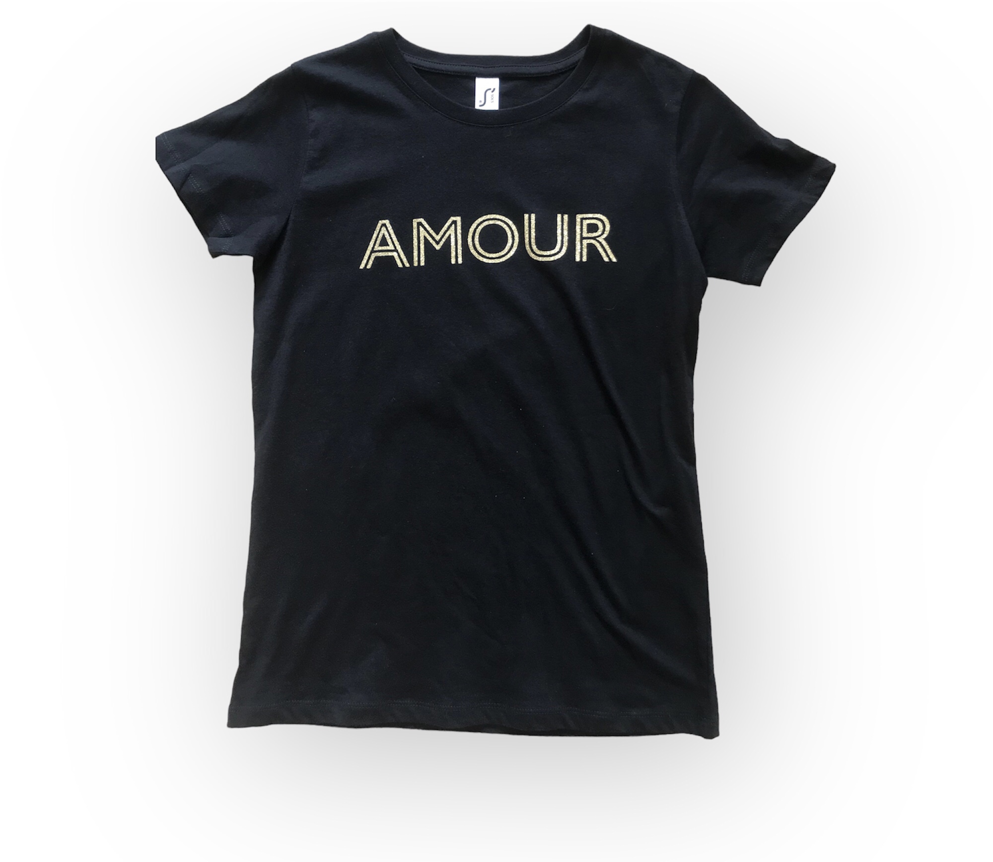 T-shirt Amour noir et doré personnalisable – Image 3