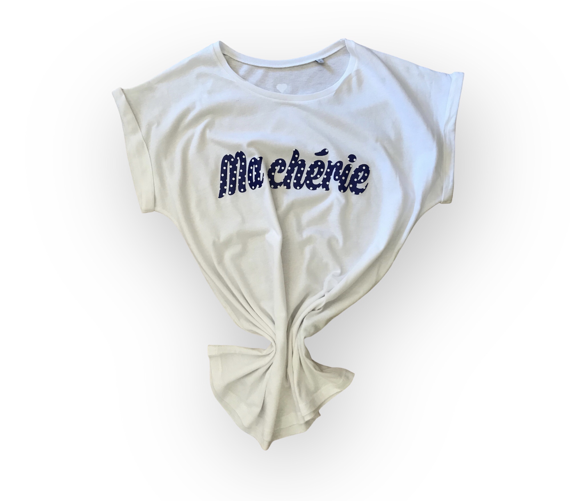 T-shirt Blanc « Ma Chérie » à Pois – Image 3