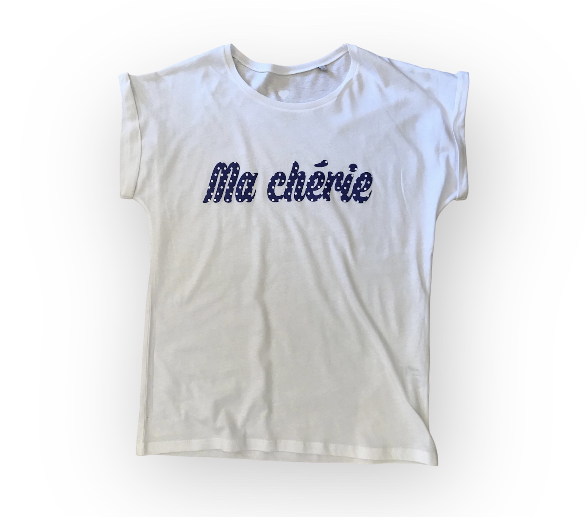 T-shirt Blanc « Ma Chérie » à Pois – Image 4