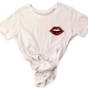 T-shirt bouche rouge pailletée