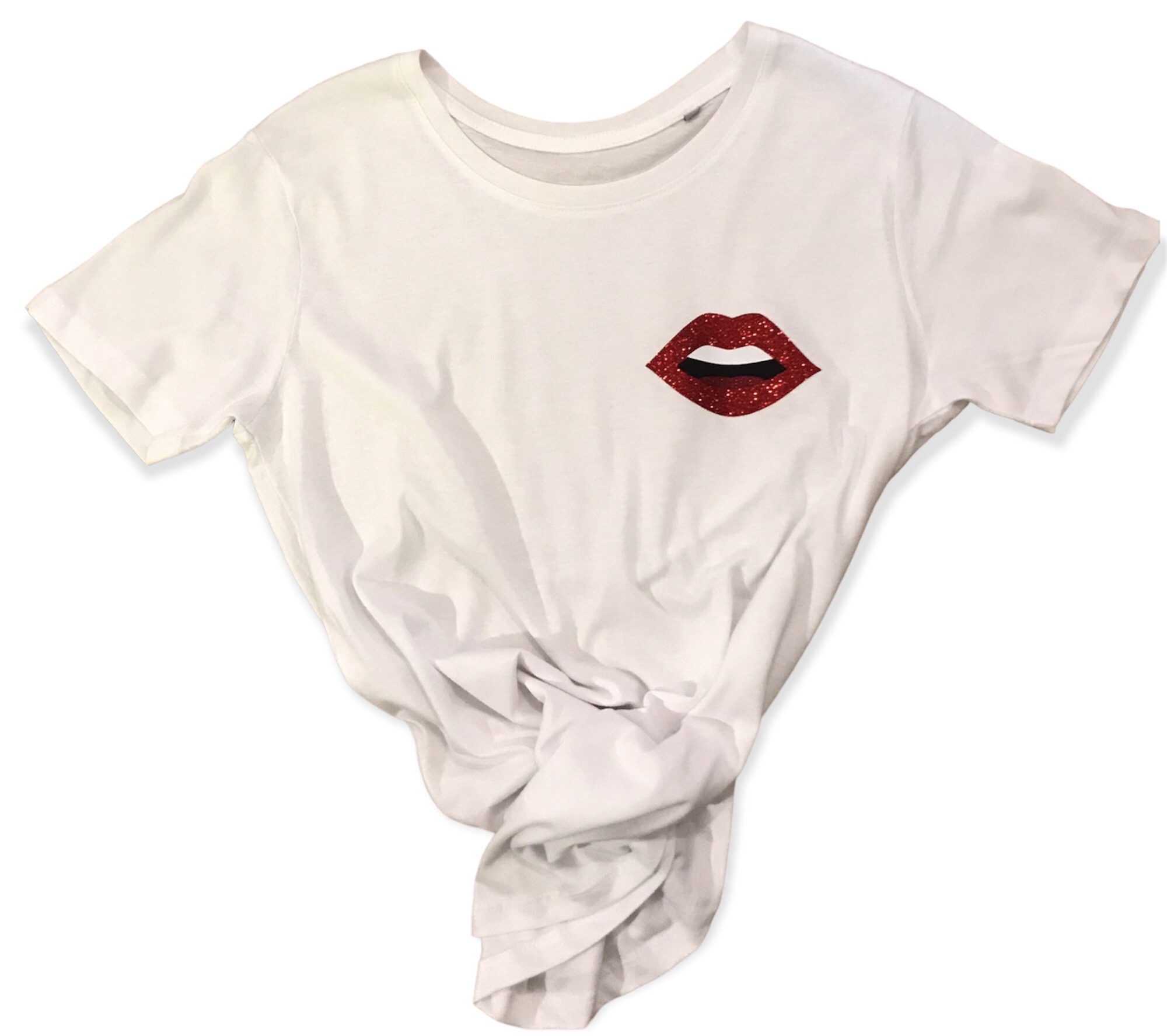T-shirt bouche rouge pailletée