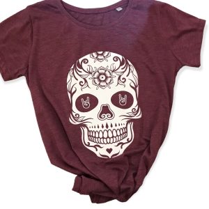 T-shirt Tête de Mort blanche pour femme