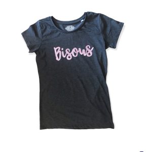 T-shirt Bisous paillettes roses