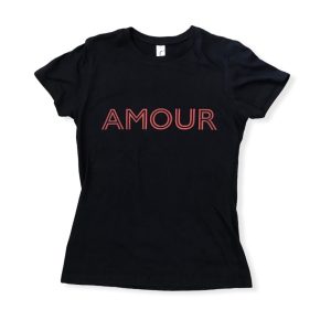 T-shirt Amour noir et rouge personnalisable
