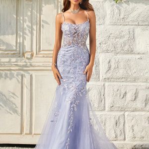 Sirène Violet Robe De Bal Longue Robe De Soirée Dos Nu